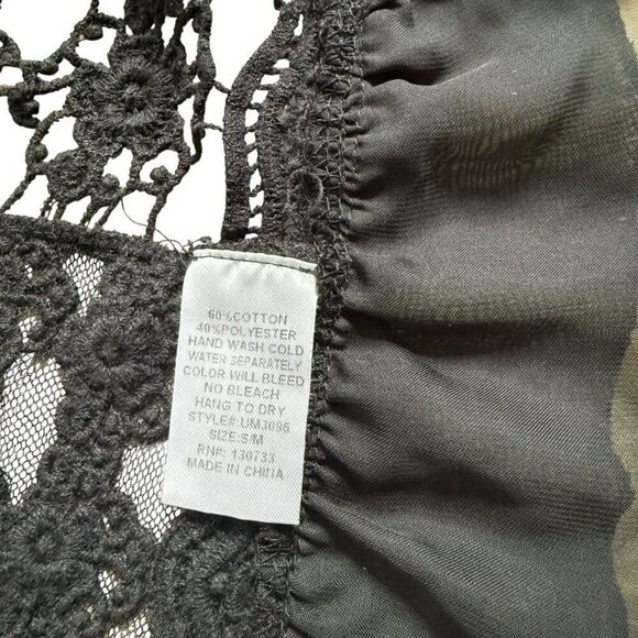 Umgee Lace Vest Black Small Medium Sheer Sleeveless Top Open Ruffle - Picture 4 of 8